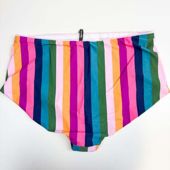 Torrid Rainbow Stripe High Waist Swim Bottoms Pink Blue - Size 4 4X 26 - Picture 3 of 6